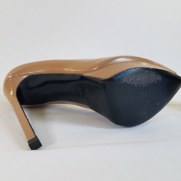 Saint Laurent Janis Platform Heels Tan SIZE 36  Dust Bags Pumps Pointed Leather - Picture 16 of 17